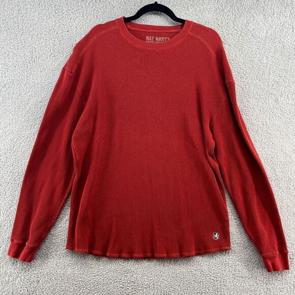 Nat Nast Shirt Mens Long Sleeve Waffle Knit Thermal Pullover Chili Pepper XL - Picture 1 of 11